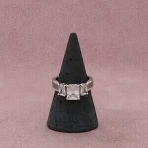 sterling silver emerald-cut cz engagement ring size 7